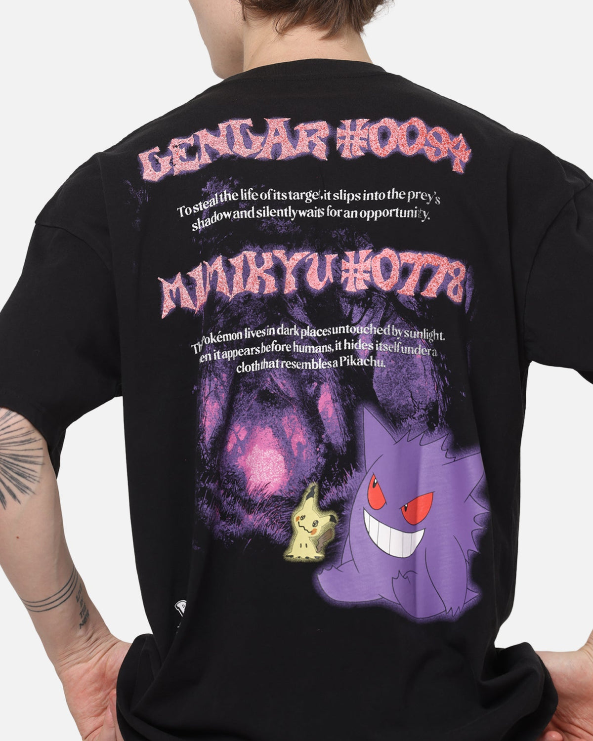 73Studio The Pokémon Collection By 73Studio Gengar Mimikyu T-Shirt Black Acidwash