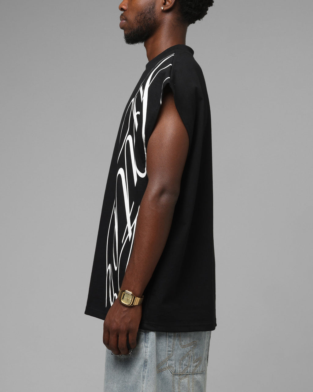 LOITER Loiter Script Muscle T-Shirt Black